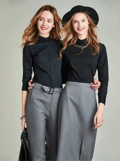 Factory Custom Fashion Women Cotton Tops Lady Office Shirts Blouse