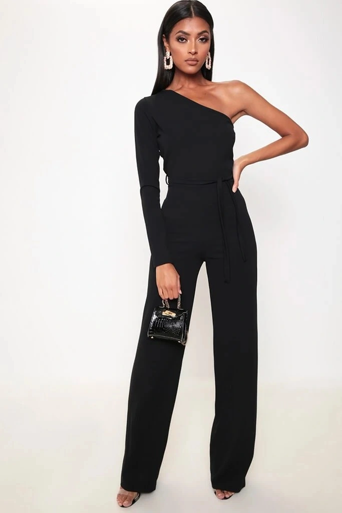 Wholesale Cheap Slimming Fashion Elegant Long Sleeve Black Women Sexy Jumpsuit