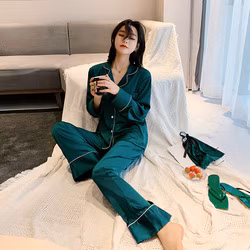 Conjuntos de pijamas femininos pijamas 100% seda pura