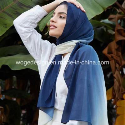 Cachecóis de alta qualidade por atacado de fábrica Hijab Dupatta xale envoltório turbante mulher chiffon poliéster liso pintura à mão cachecol muçulmano